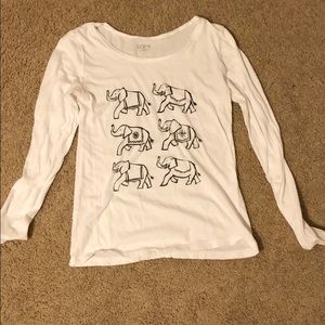 LOFT white long sleeve tshirt with elephants